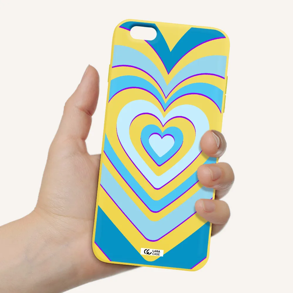 Blue Heart Apple iPhone 6S Silicone canary yellow Case
