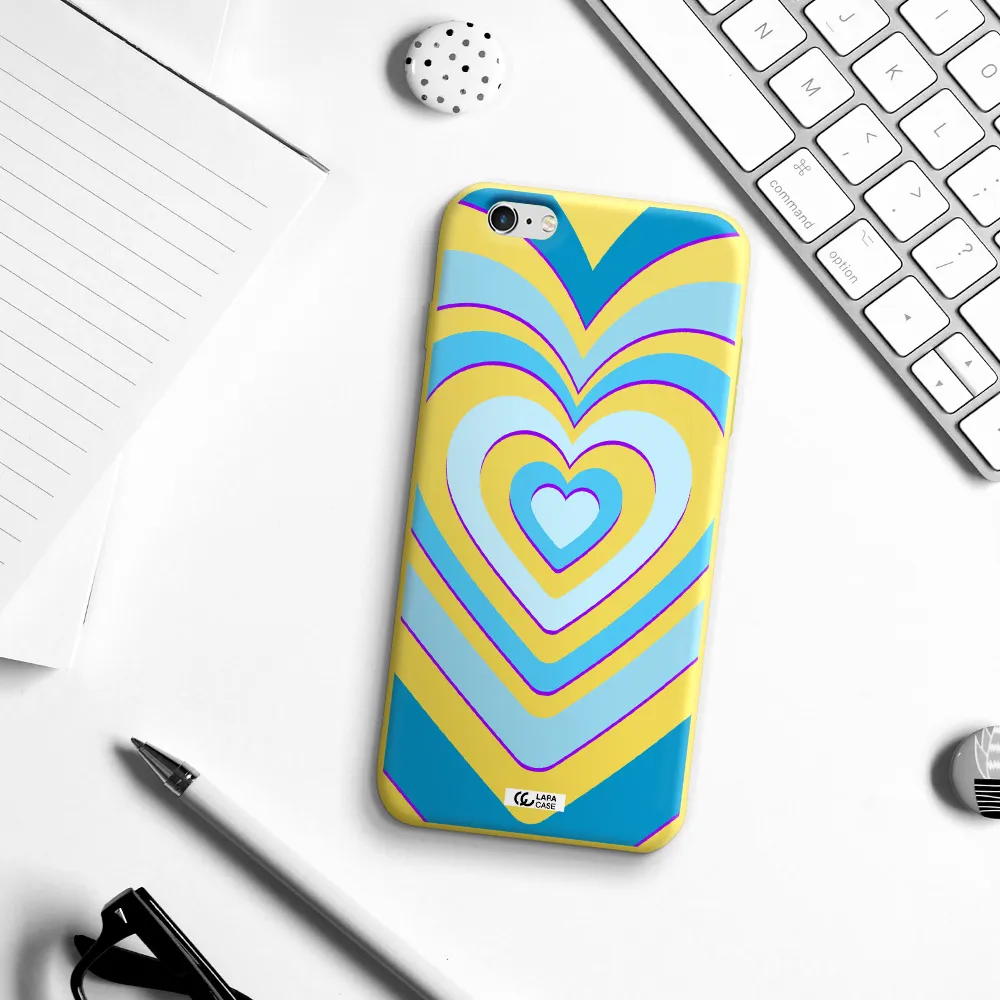 Blue Heart Apple iPhone 6S Silicone canary yellow Case