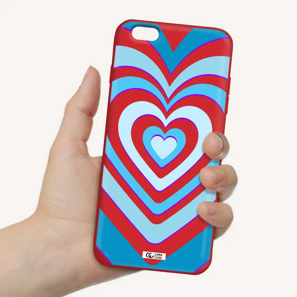 Blue Heart Apple iPhone 6S Silicone Imperial Red Case