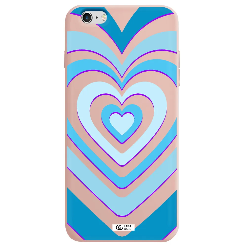 Blue Heart Apple iPhone 6S Silicone pastel pink Case