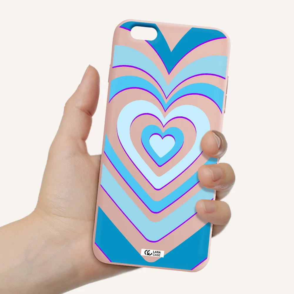 Blue Heart Apple iPhone 6S Silicone pastel pink Case