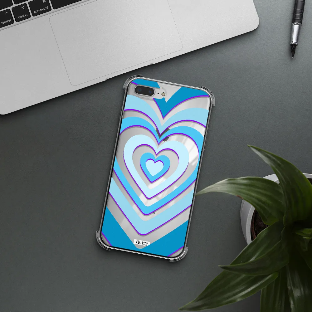 Blue Heart Apple iPhone 7 plus Clear PC Case