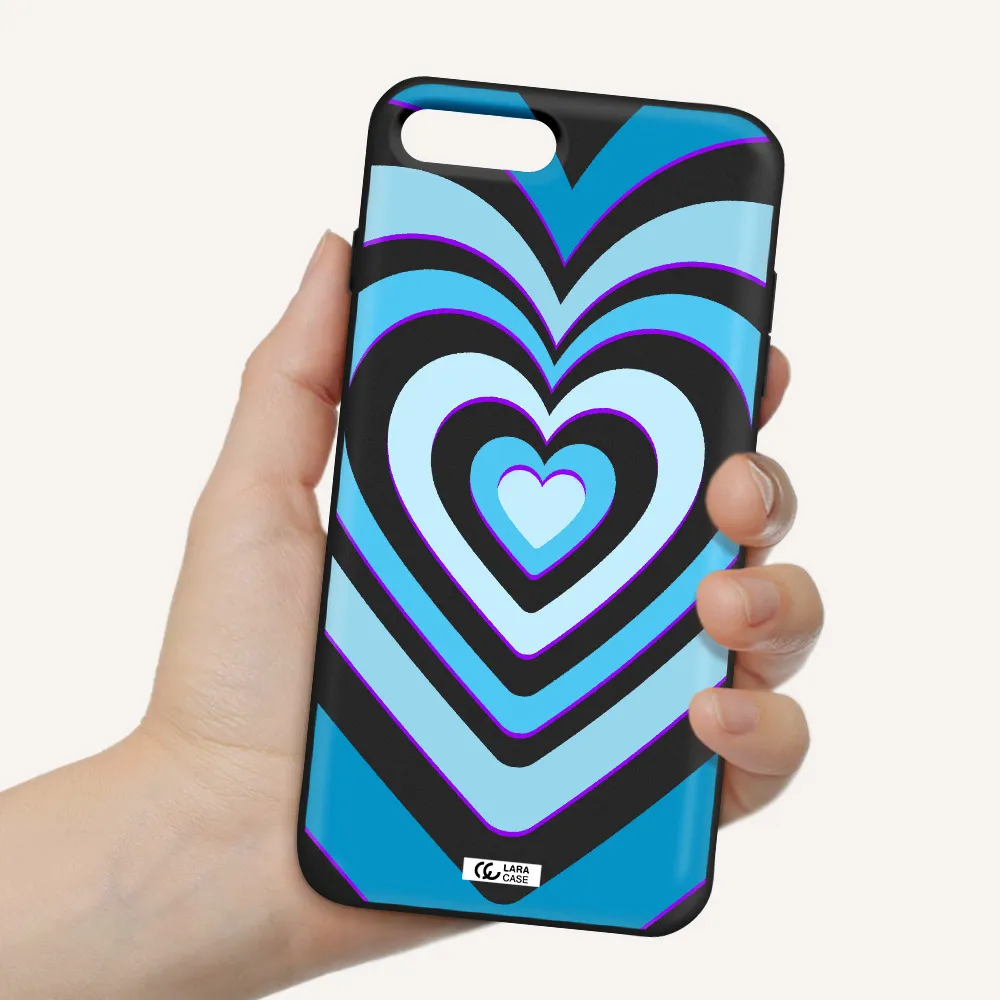 Blue Heart Apple iPhone 7 plus Silicone black Case
