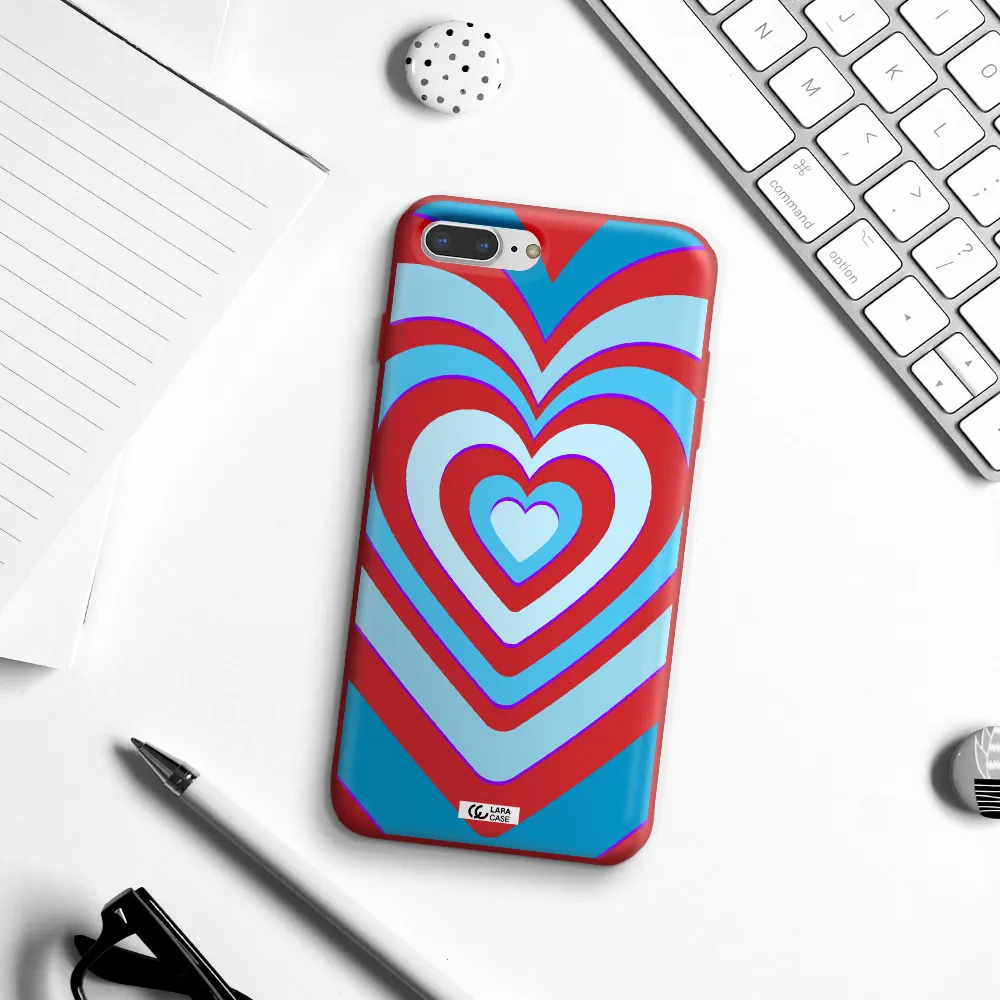 Blue Heart Apple iPhone 7 plus Silicone Imperial Red Case