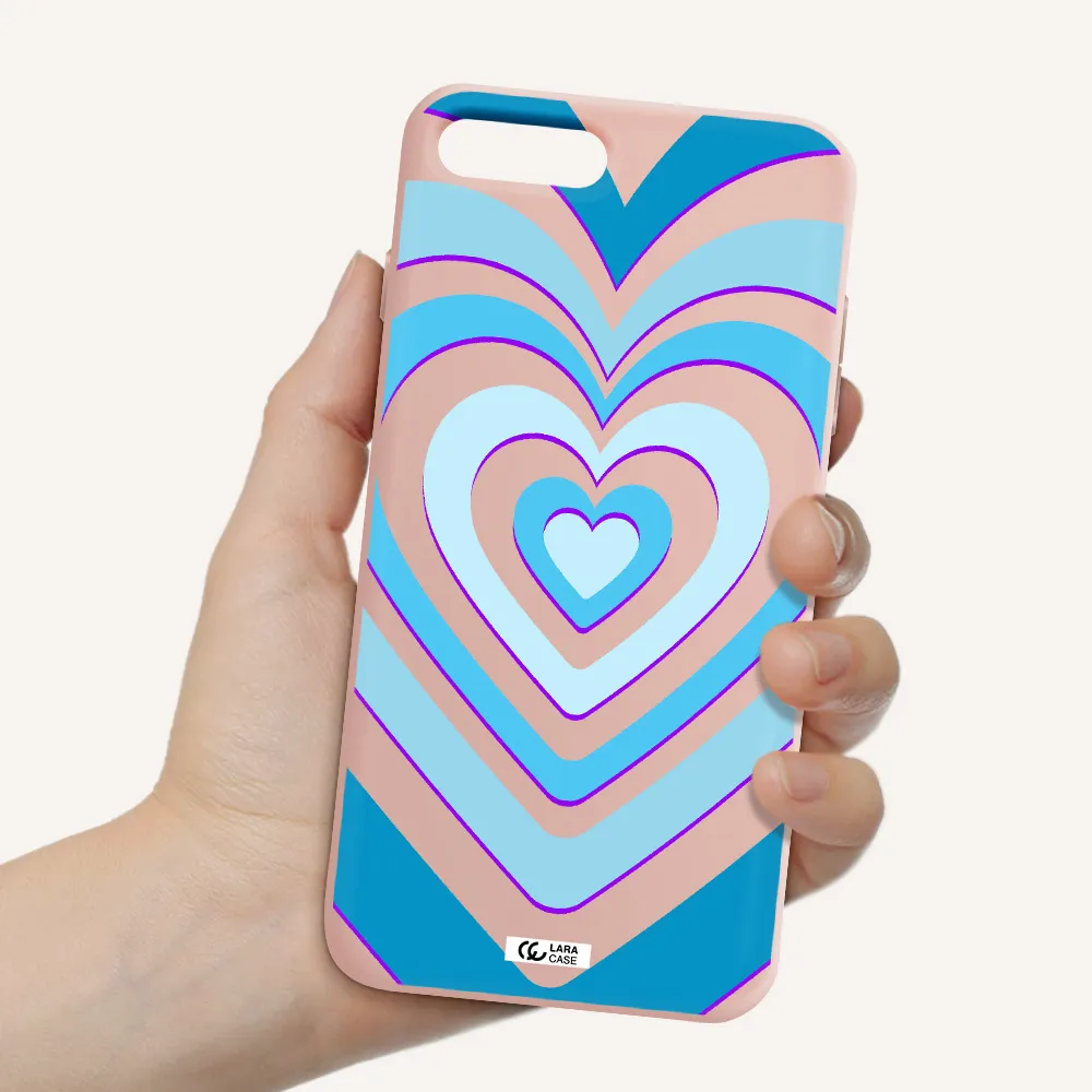 Blue Heart Apple iPhone 7 plus Silicone pastel pink Case