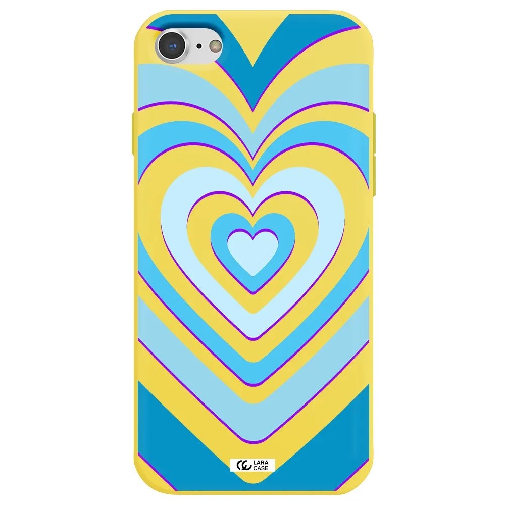Blue Heart Apple iPhone 7 Silicone canary yellow Case