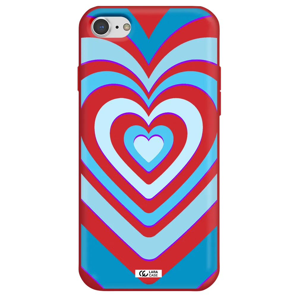 Blue Heart Apple iPhone 7 Silicone Imperial Red Case