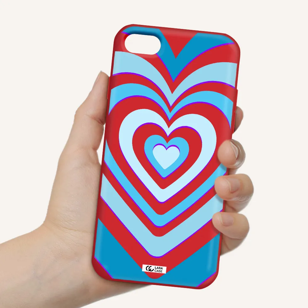 Blue Heart Apple iPhone 7 Silicone Imperial Red Case