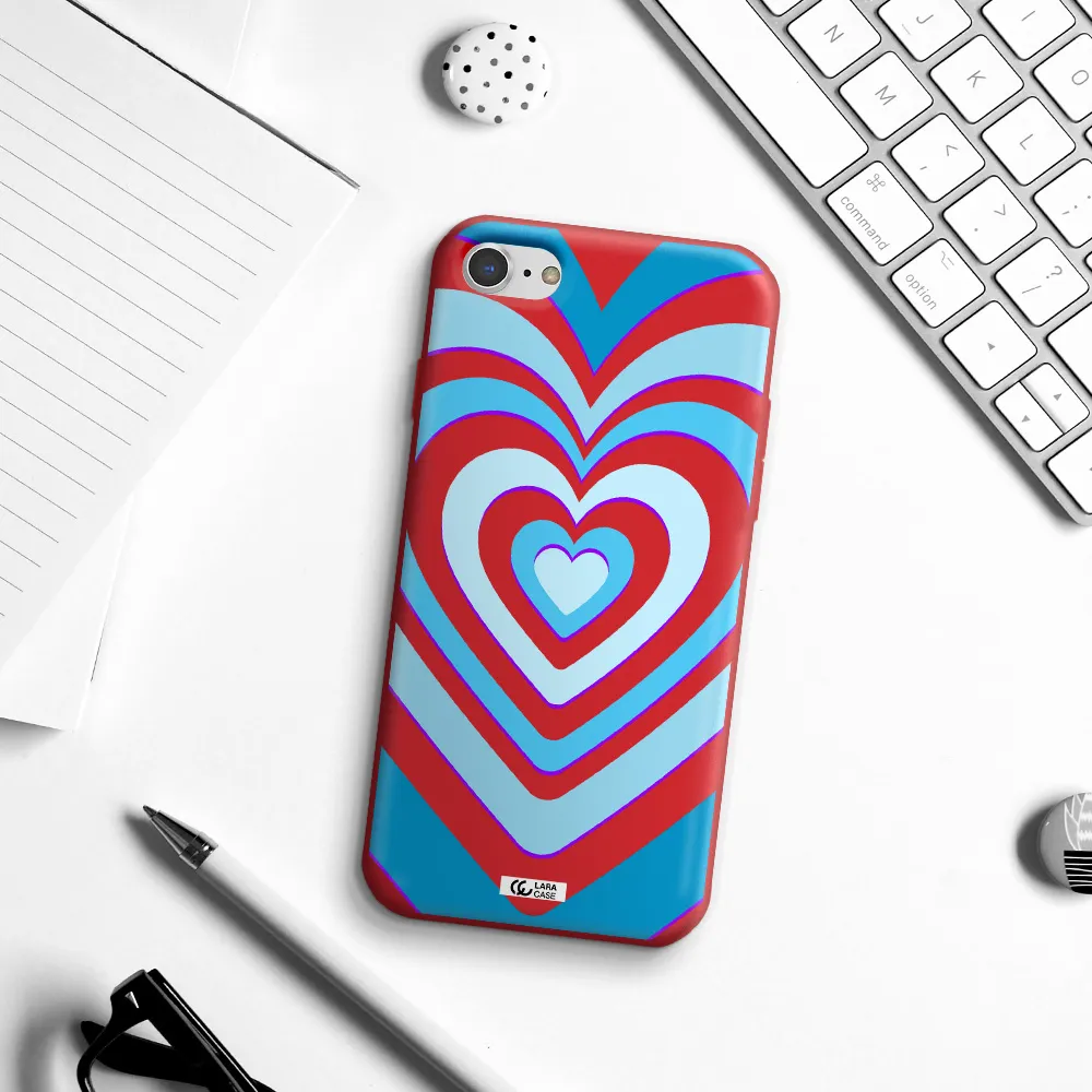 Blue Heart Apple iPhone 7 Silicone Imperial Red Case