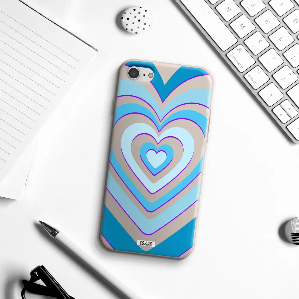 Blue Heart Apple iPhone 7 Silicone Stone Case