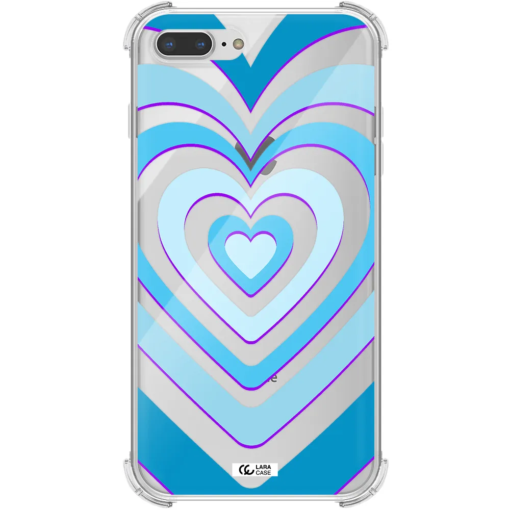 Blue Heart Apple iPhone 8 plus Clear PC Case