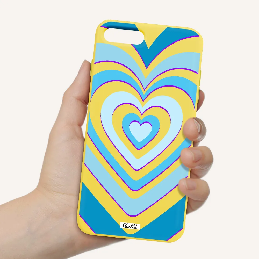Blue Heart Apple iPhone 8 plus Silicone canary yellow Case