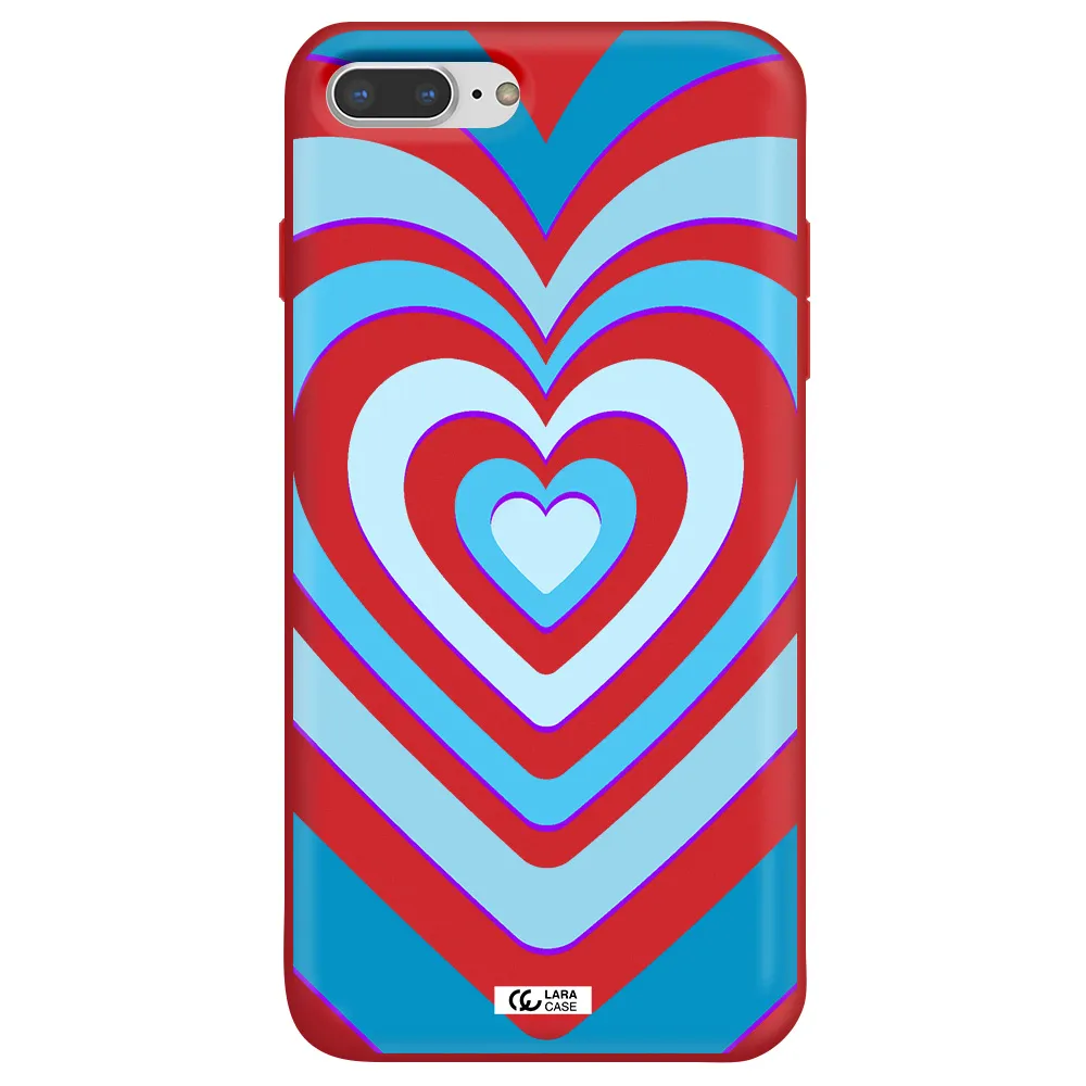 Blue Heart Apple iPhone 8 plus Silicone Imperial Red Case