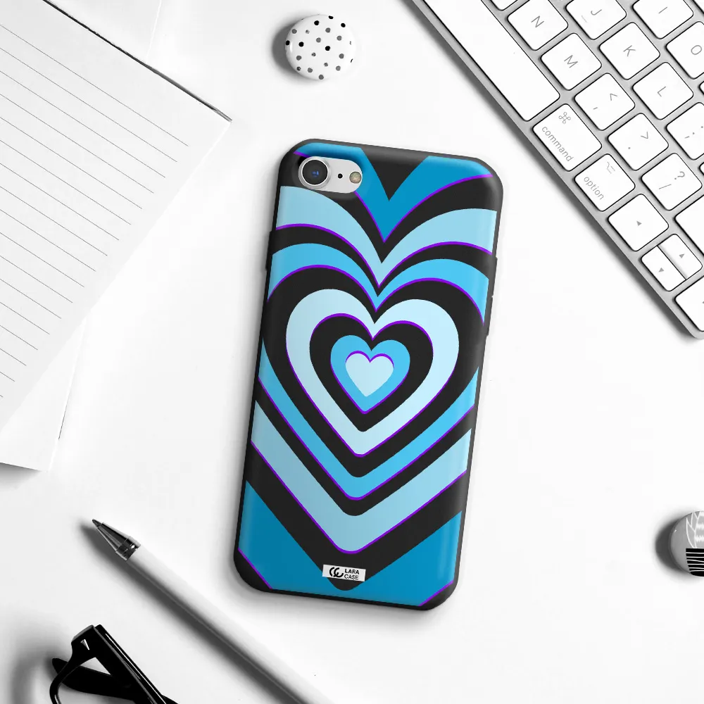 Blue Heart Apple iPhone 8 Silicone black Case