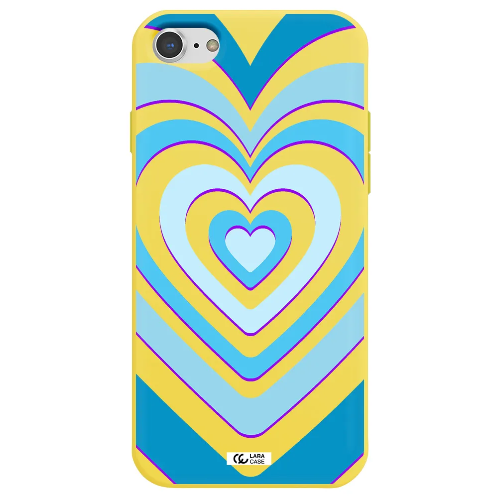 Blue Heart Apple iPhone 8 Silicone canary yellow Case