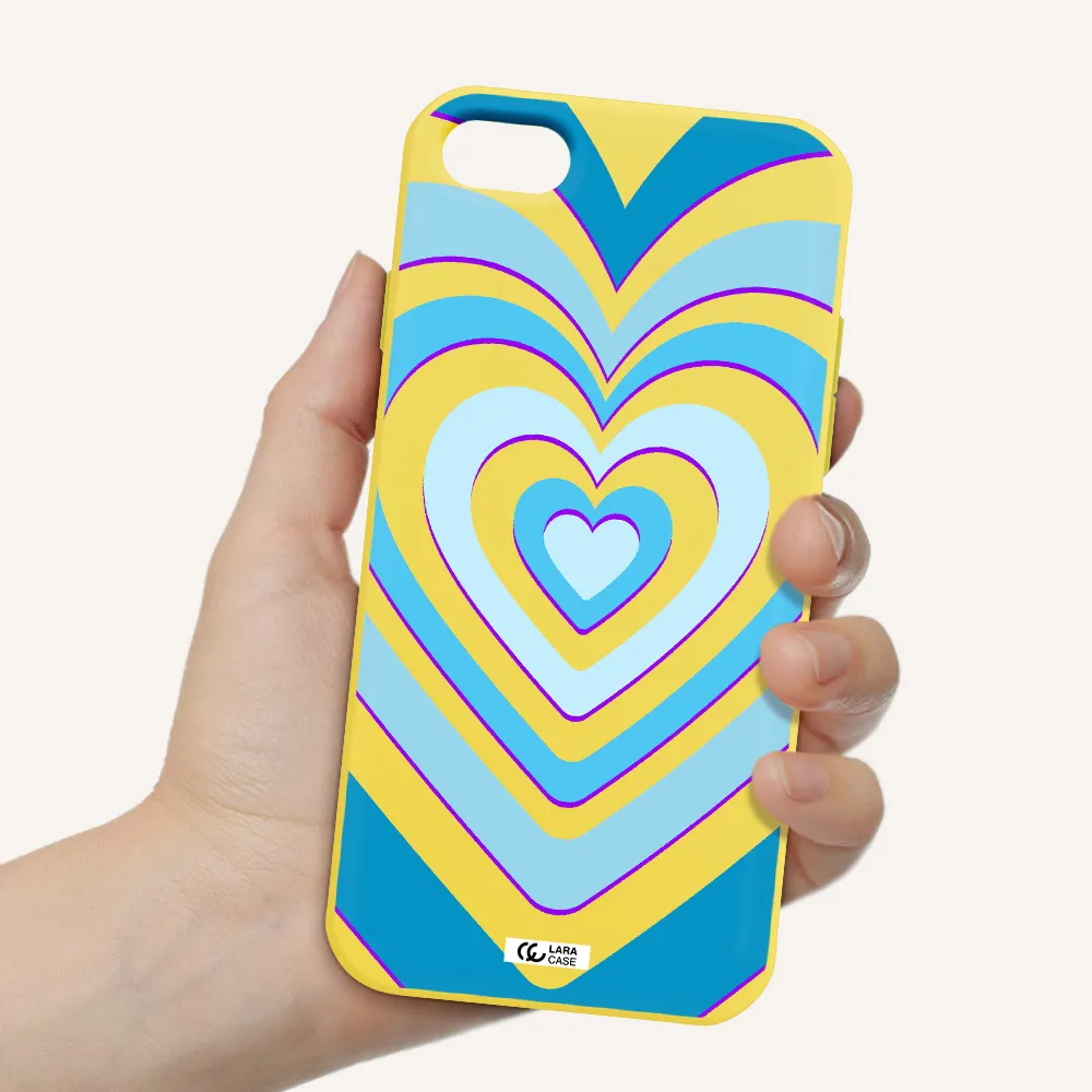 Blue Heart Apple iPhone 8 Silicone canary yellow Case