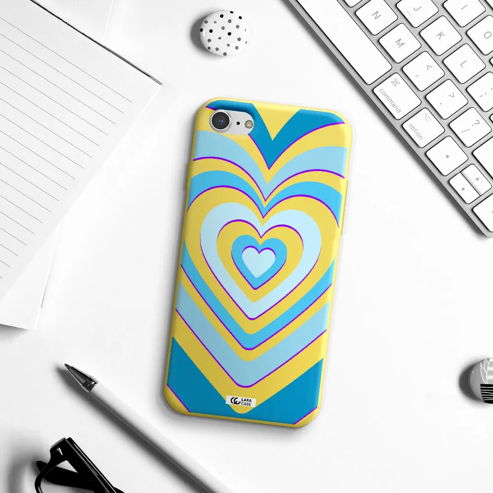 Blue Heart Apple iPhone 8 Silicone canary yellow Case
