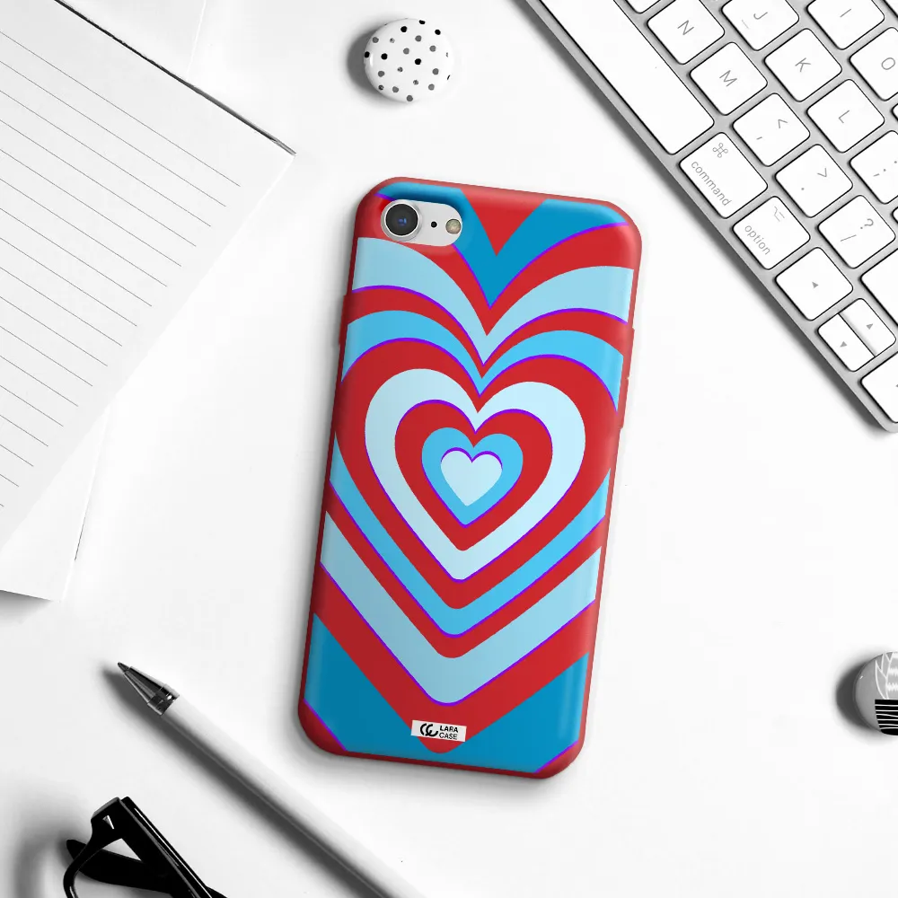 Blue Heart Apple iPhone 8 Silicone Imperial Red Case