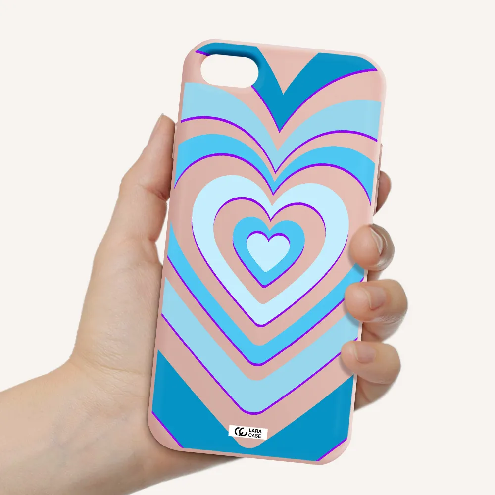 Blue Heart Apple iPhone 8 Silicone pastel pink Case