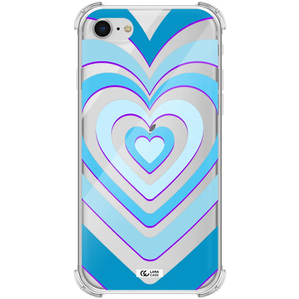 Blue Heart Apple iPhone se 2020 Clear PC Case