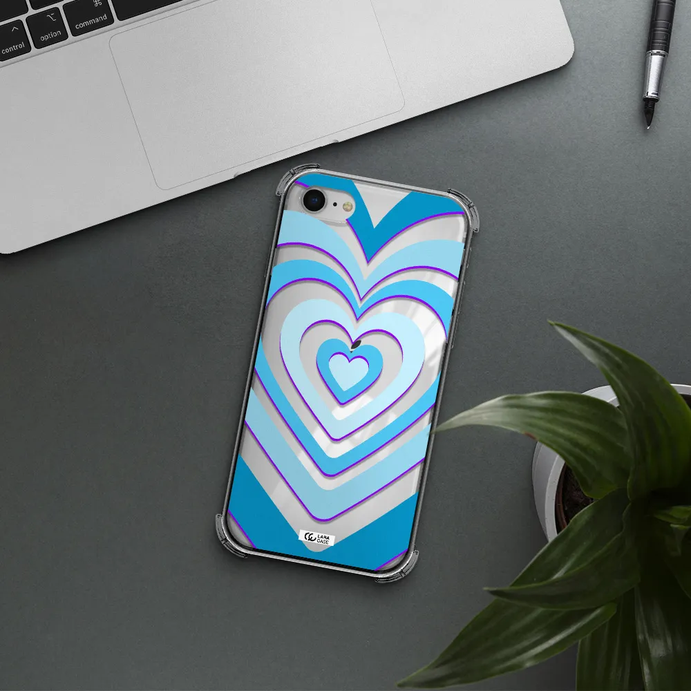 Blue Heart Apple iPhone se 2020 Clear PC Case