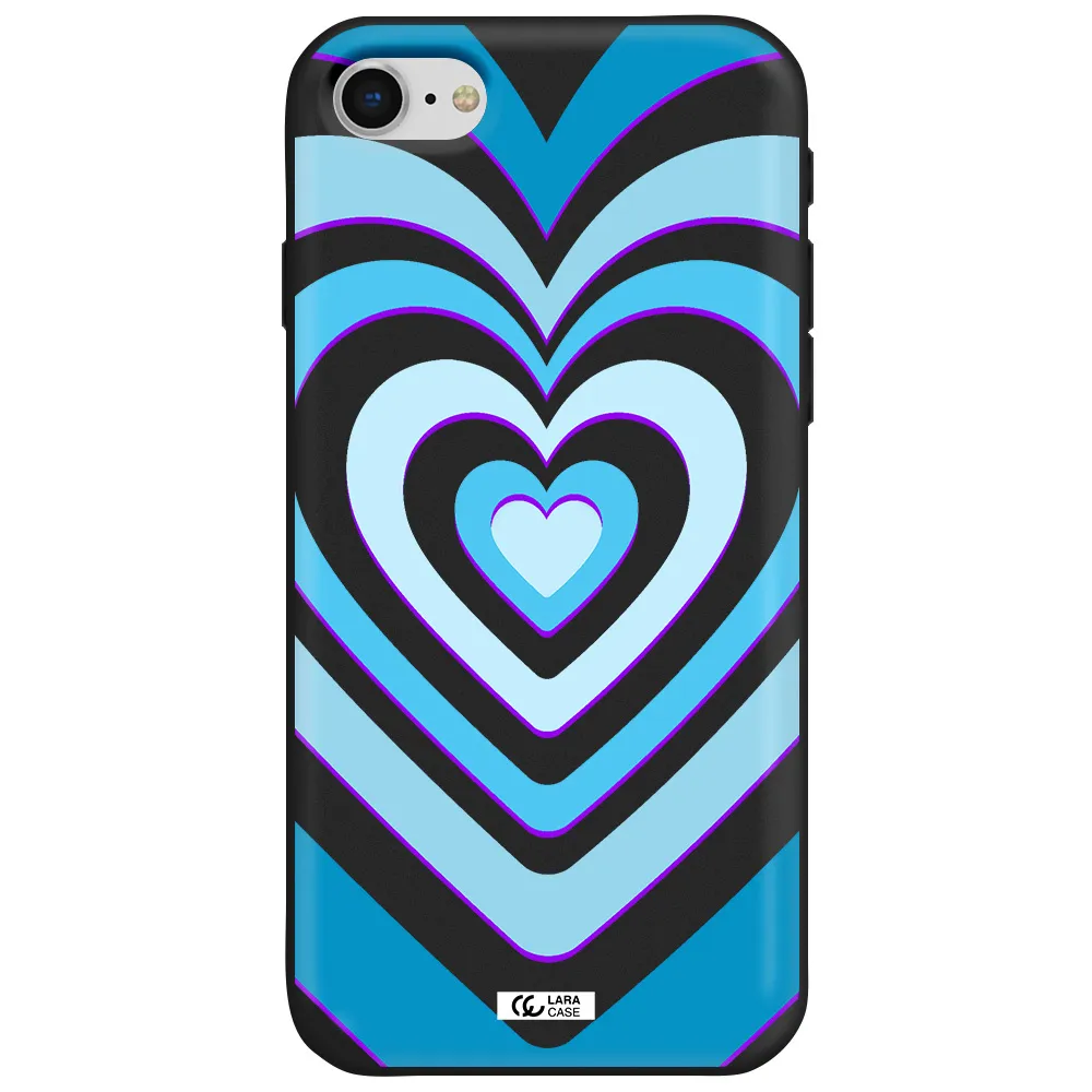 Blue Heart Apple iPhone se 2020 Silicone black Case