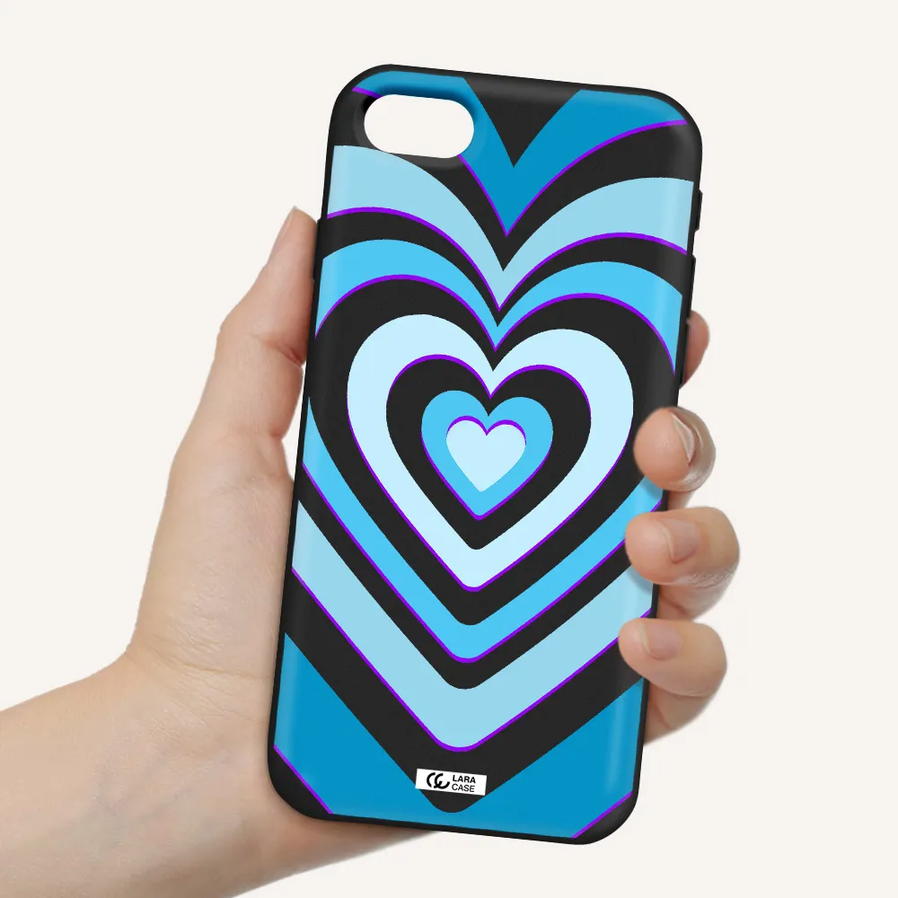 Blue Heart Apple iPhone se 2020 Silicone black Case