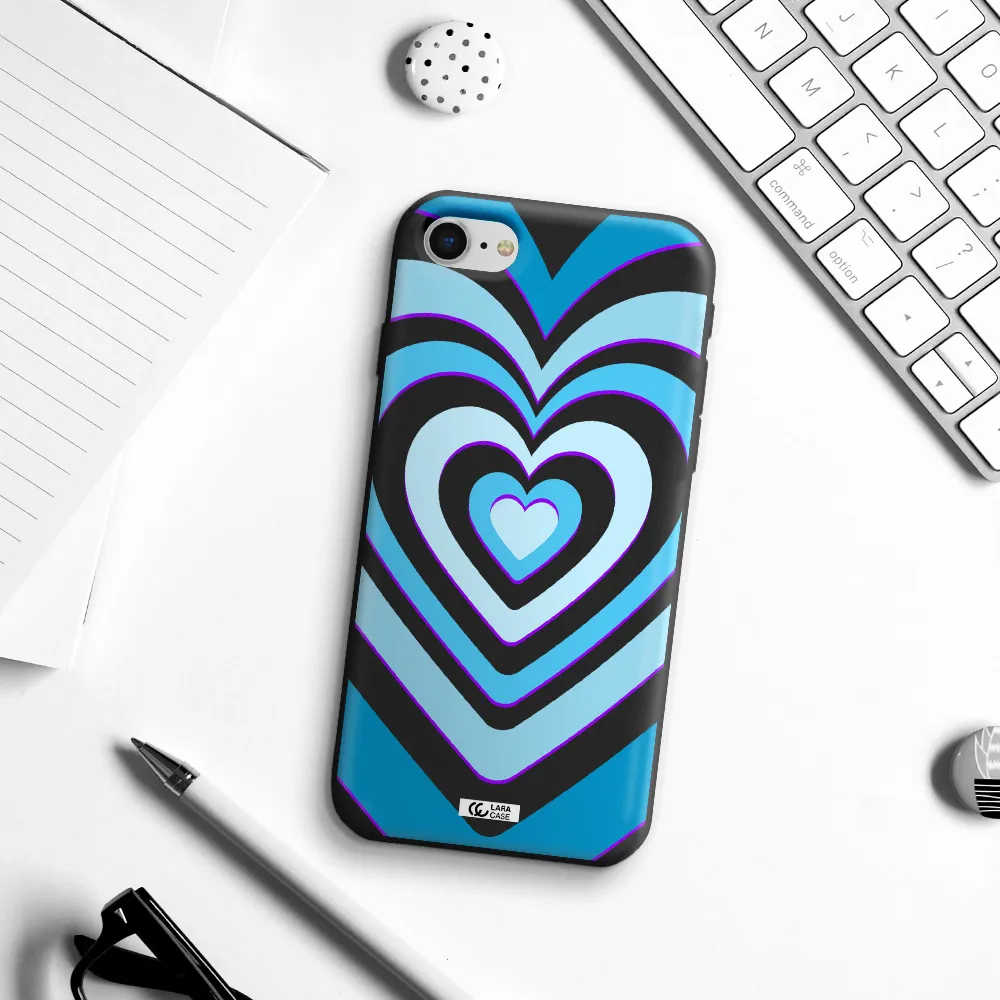 Blue Heart Apple iPhone se 2020 Silicone black Case