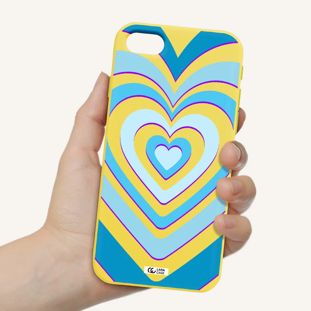 Blue Heart Apple iPhone se 2020 Silicone canary yellow Case
