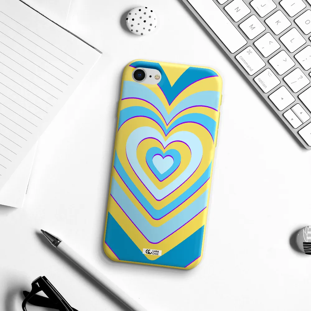 Blue Heart Apple iPhone se 2020 Silicone canary yellow Case