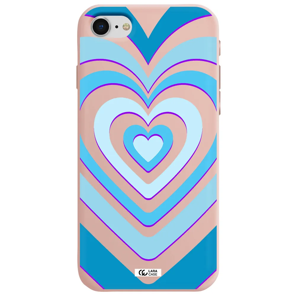 Blue Heart Apple iPhone se 2020 Silicone pastel pink Case