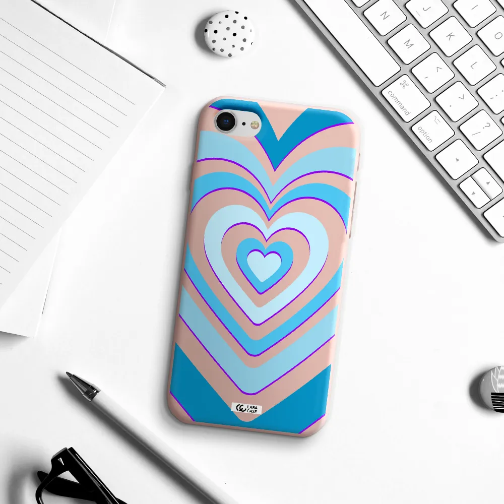 Blue Heart Apple iPhone se 2020 Silicone pastel pink Case