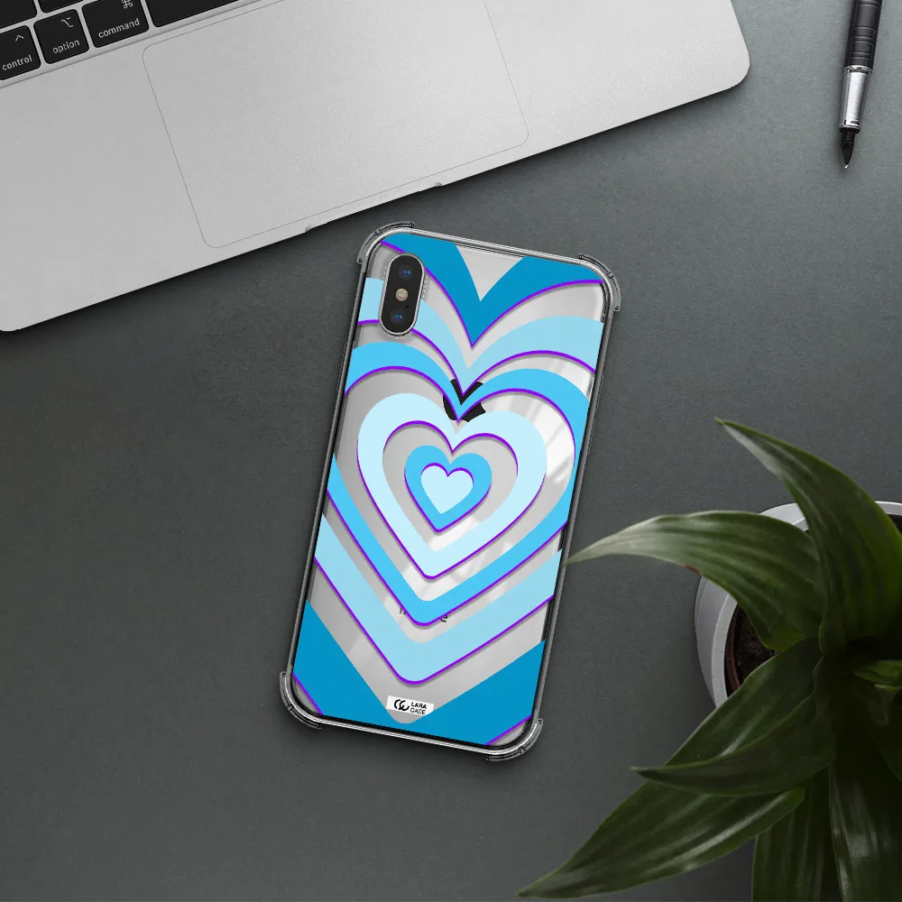 Blue Heart Apple iPhone X Clear PC Case