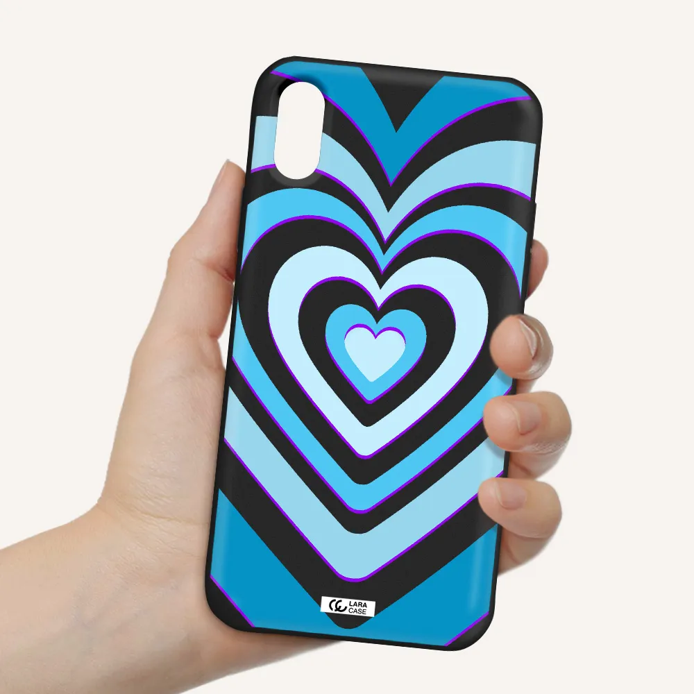 Blue Heart Apple iPhone X Silicone black Case
