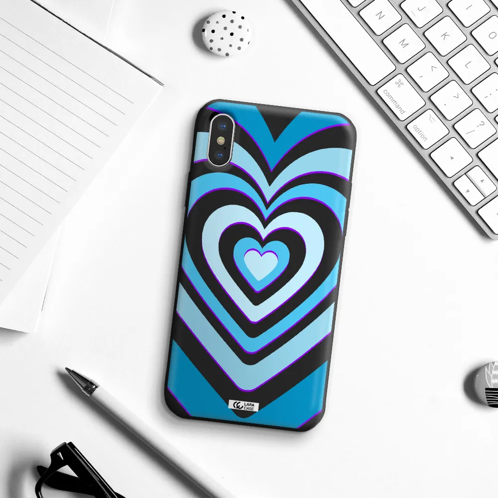Blue Heart Apple iPhone X Silicone black Case
