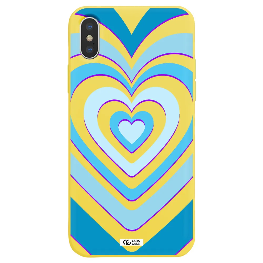 Blue Heart Apple iPhone X Silicone canary yellow Case