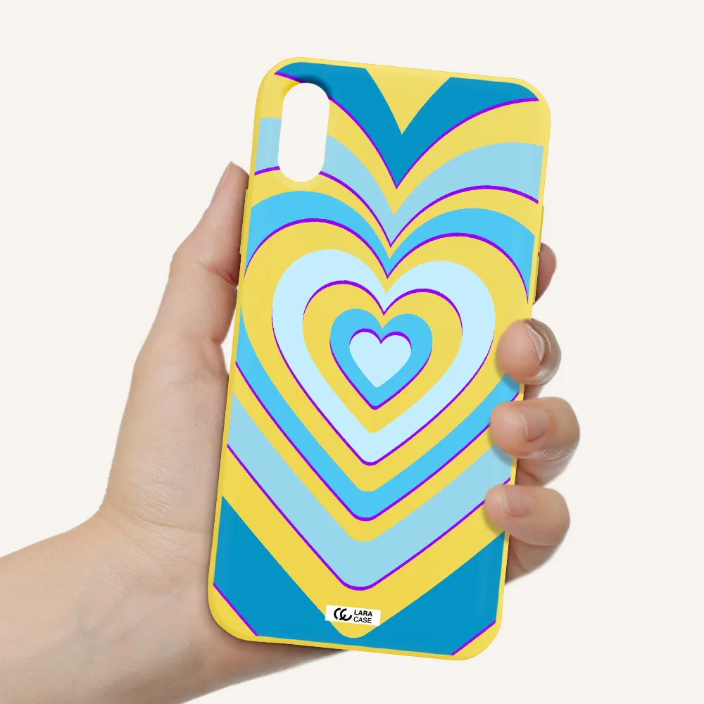Blue Heart Apple iPhone X Silicone canary yellow Case