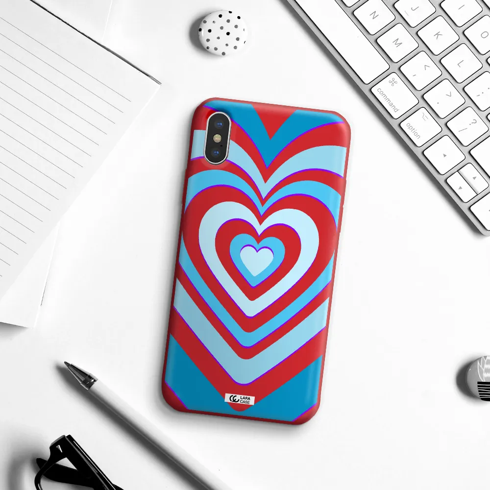Blue Heart Apple iPhone X Silicone Imperial Red Case