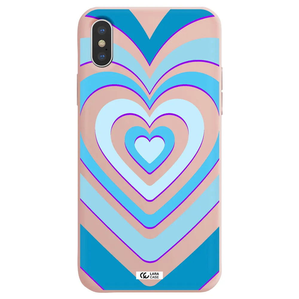 Blue Heart Apple iPhone X Silicone pastel pink Case