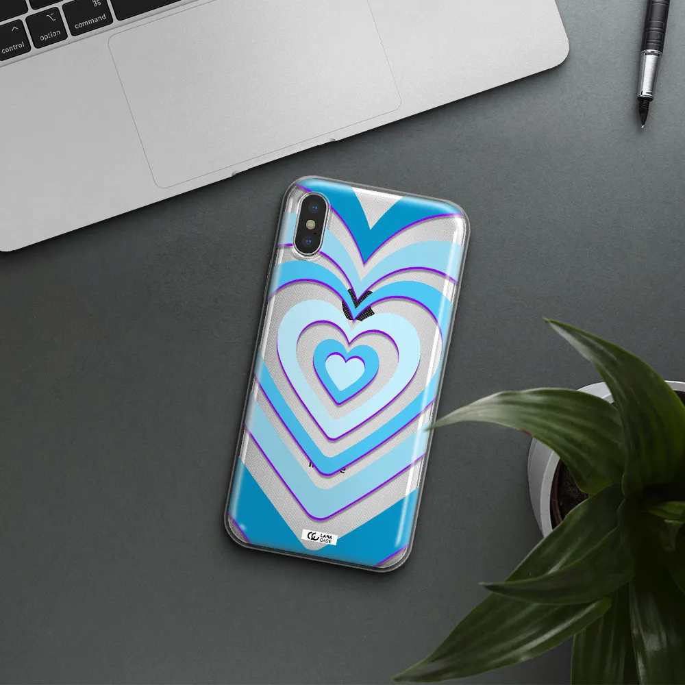 Blue Heart Apple iPhone XS Clear TPU Case