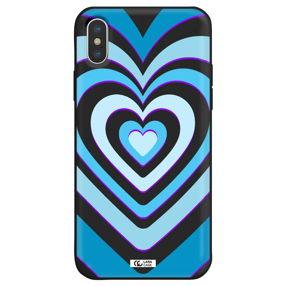 Blue Heart Apple iPhone XS Silicone black Case