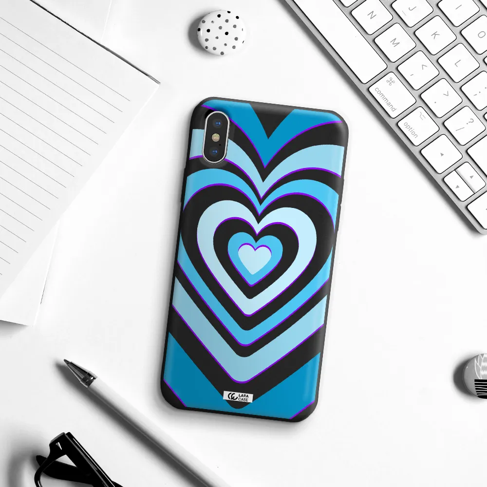 Blue Heart Apple iPhone XS Silicone black Case