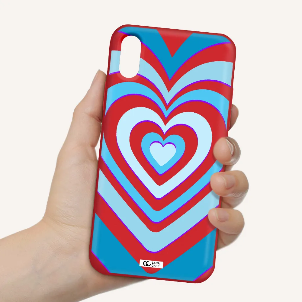 Blue Heart Apple iPhone XS Silicone Imperial Red Case
