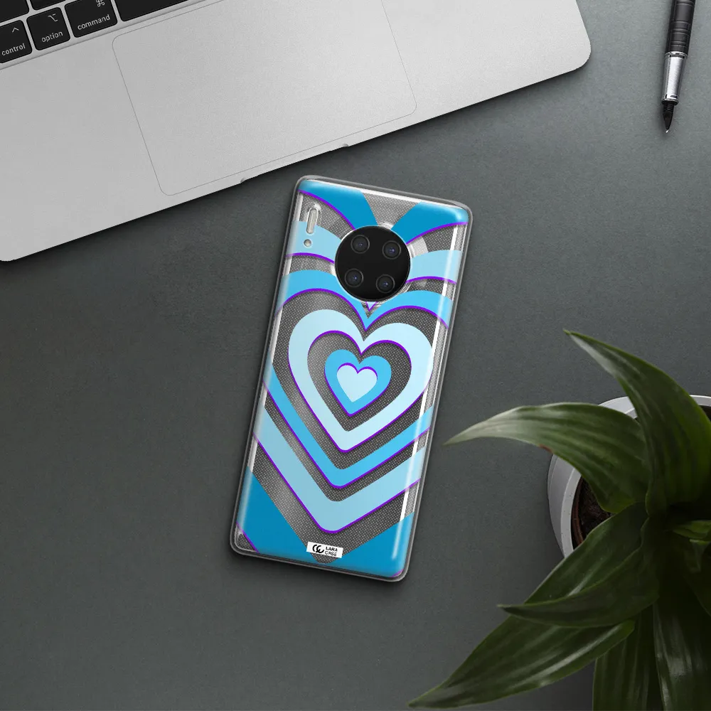Blue Heart Huawei Mate 30 Pro Clear TPU Case
