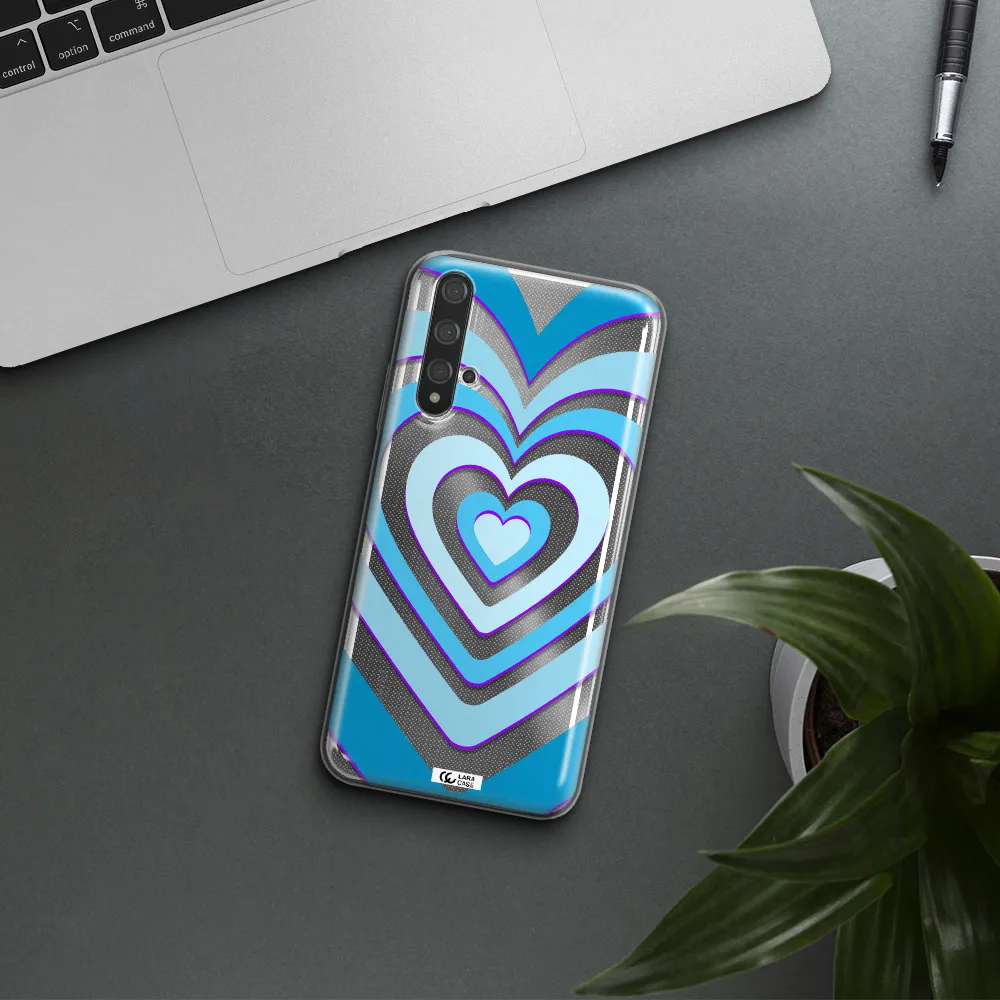 Blue Heart Huawei Nova 5t Clear TPU Case