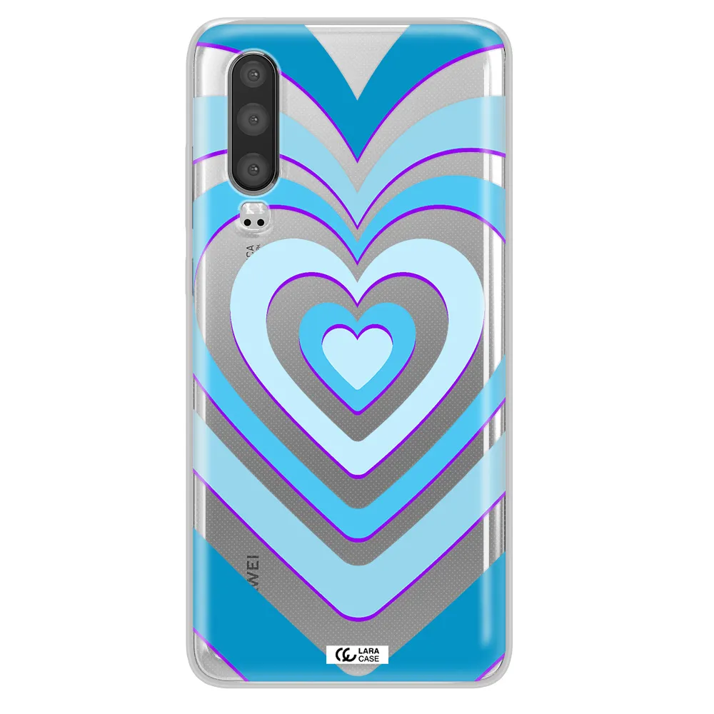 Blue Heart Huawei P30 Clear TPU Case