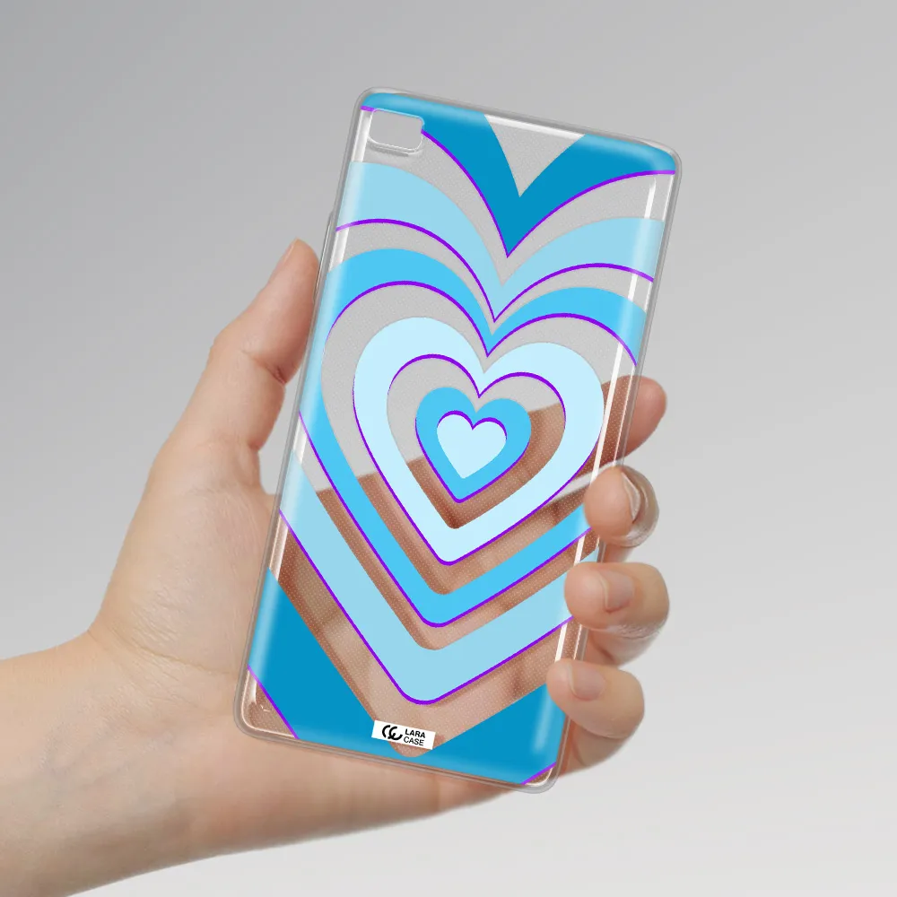 Blue Heart Huawei P8 Clear TPU Case