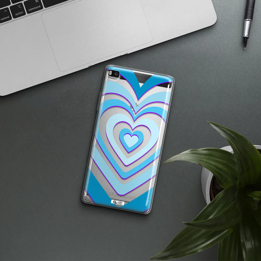 Blue Heart Huawei P8 Clear TPU Case