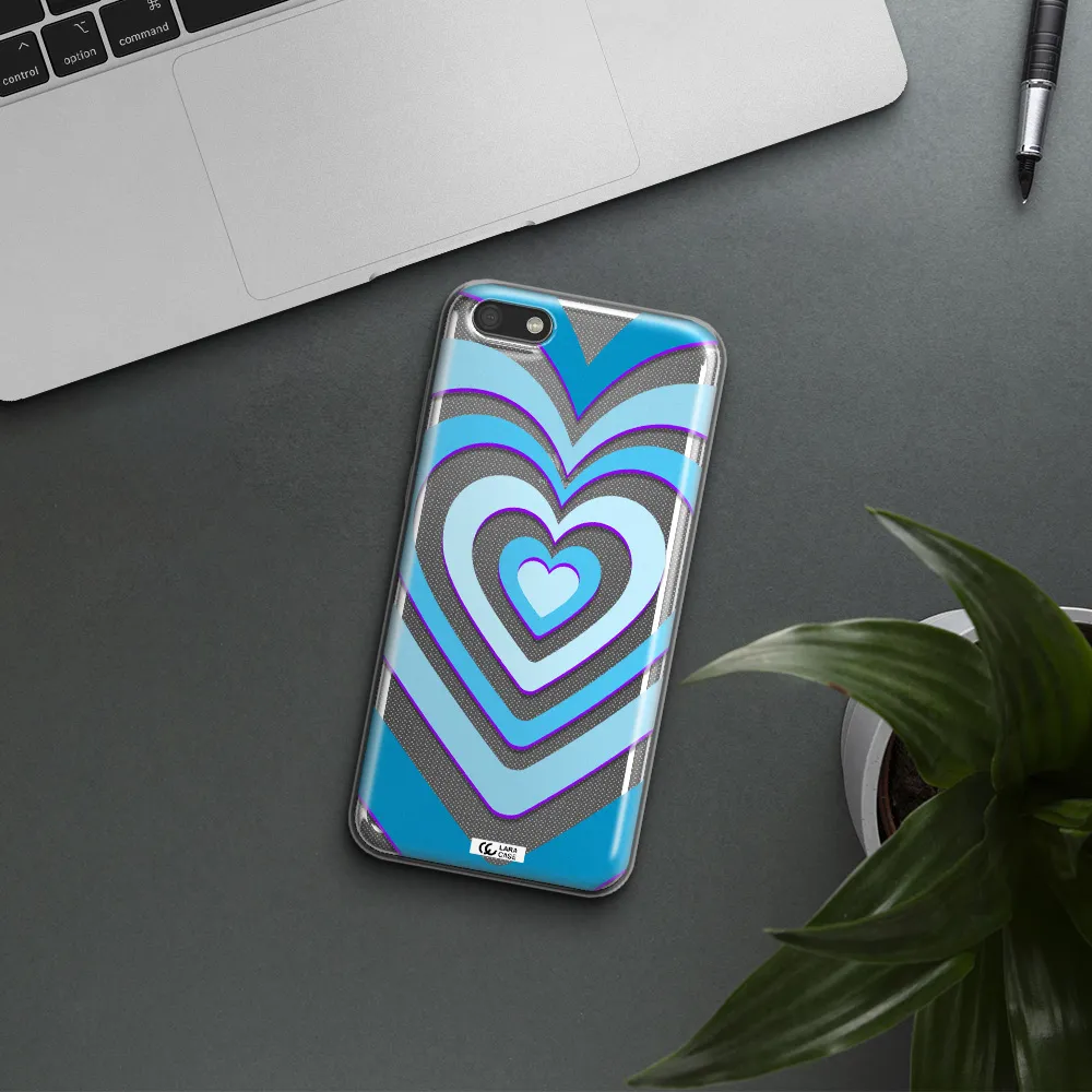 Blue Heart Huawei Y5 2018 Clear TPU Case