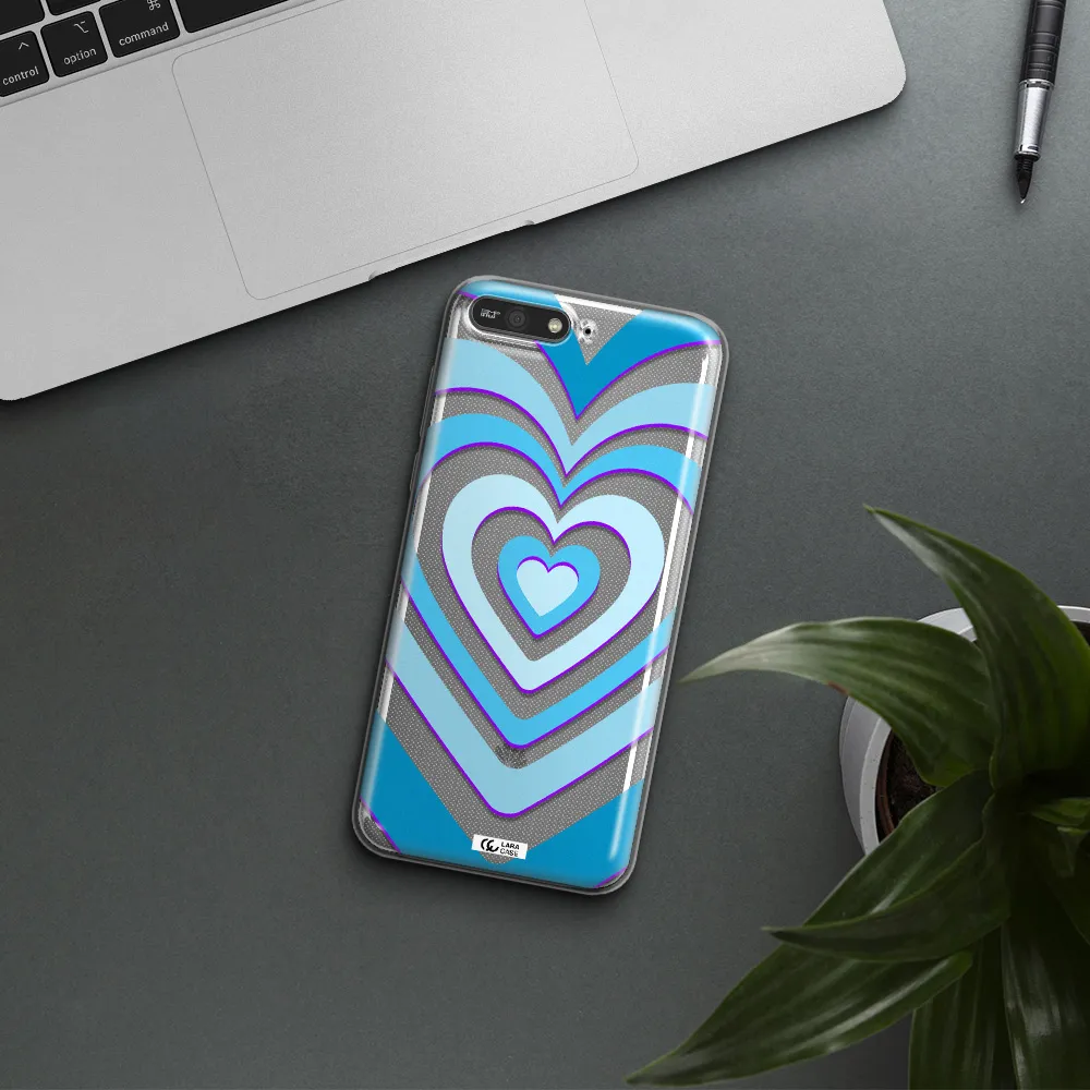 Blue Heart Huawei Y6 2018 Clear TPU Case